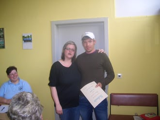 Rene Zeidler extra aus Fischbachau angereist um seine Ehrung für 15 Jahre treue Mitgliedschaft entgegen zu nehmen