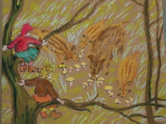 Où mangent les sangliers, pastel  Sylvie Berman artiste peintre