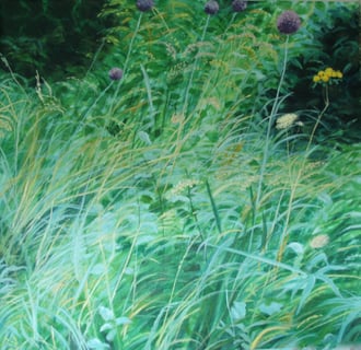 Baile con el ajoz salvaje, Ost, 108x108 Sylvie Berman artista pintora