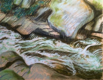 Torrente de Brousses, pastel 31x29 Sylvie Berman artista pintora