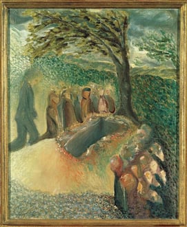 "Begräbnis von Gustav Mahler". Óleo sobre lienzo de Arnold Schönberg (1911)