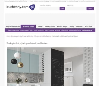 Backsplash z płytek nad blatem. projektowanie wnętrz kraków