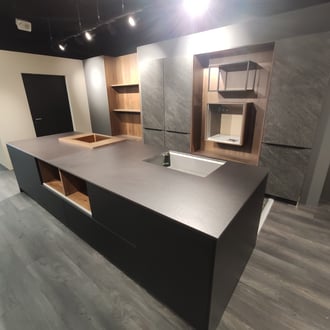 plan de travail cuisine et ilôt central en Dekton Sirius