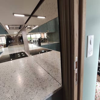 plan de travail cuisine terrazzo blanc