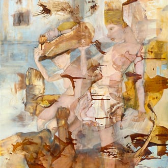 Maria Wirth - O.T. (Thoughts on Medea), 120 x 110cm, oil, shellac, ash on canvas, 2024