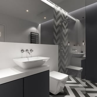 Projekt wnętrza łazienki na krakowskim Zabłociu