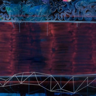 Teatro en Industrial St. Acrílico, Aerosol, Rotulador e Impresión digital en Papel de Acetato. 106x304