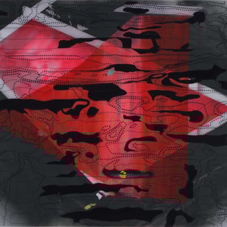 Piscina Negra (Black Pool). Acrílico, Aerosol, Tinta Sumi e Impresión digital en Papel de Acetato. 91x121