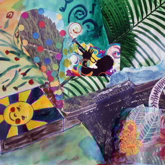 Karolas Collage mit Malerei