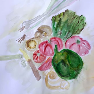 Karola und ihre Gemüseplatte - vorbildlich !