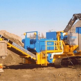 Amasadora Mezcladora SIMEM montada en grupo móvil de grava-cemento y grava-emulsion