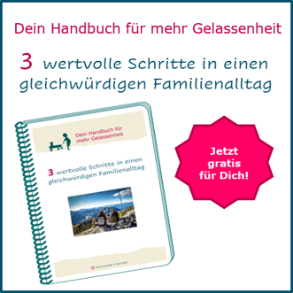 Abbildung mit Handbuch für mehr Gelassenheit und Button 'gratis für Dich'