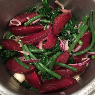 rødbeter stekte karamellisert aspargesbønner