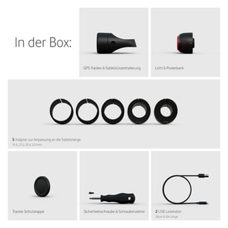 Boxinhalt: Vodafone Curve Bike Light & GPS Tracker
