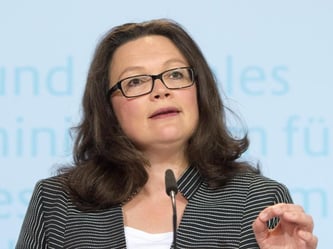 Bundesarbeitsministerin Andrea Nahles besucht die Deutschland-Zentrale von Microsoft. Foto: Maurizio Gambarini