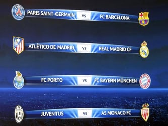 Das fertige Tableau für die besten acht verbliebenen Vereine in der Champions League. Foto: Salvatore Di Nolfi