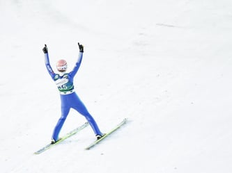 Severin Freund flog am Kulm am weitesten. Foto: Erwin Scheriau