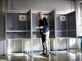 Geert Wilders, Chef der PVV, bei der Stimmabhabe in Den Haag. Foto: Martijn Beekman