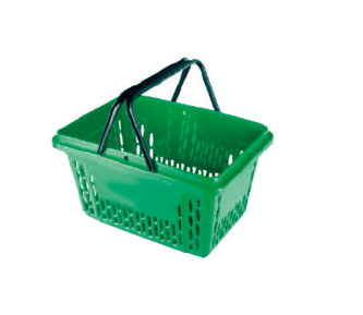 Einkaufskorb grün, ohne Logo-Druck, 28 Liter, 2-Griffe in schwarz