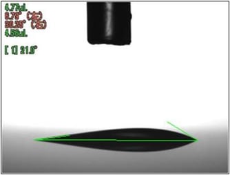 図1-2.傾斜による液滴変形画像