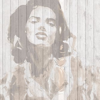 Frauenportrait gedruckt auf Holzbretter