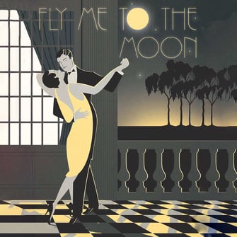 Tanzendes Paar in gelb und schwarz illustrativ dargestellt