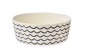 Hundenapf Bambusnapf nachhaltig Wellenmuster blau
