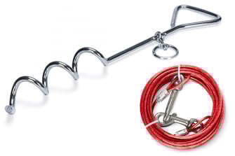 Anlegepflock Erdspieß mit Hundeleine Campingzubehoer 