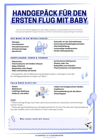 Packliste mit Baby fliegen