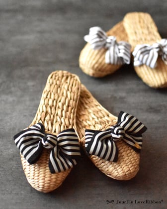 JourFin 　LoveRibbon 　ラブリボン　ガマスリッパ　リボン　リボンスリッパ　リボンレッスン　リボンワーク　りぼん　リボンガマスリッパ　ハンドメイド
