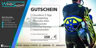 WindSucht Gutscheine verschenken, perfektes Geschenkt für Kite, Surfer und Wasserraten