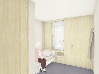Allmendhof Neubau Pflegezimmer Bett
