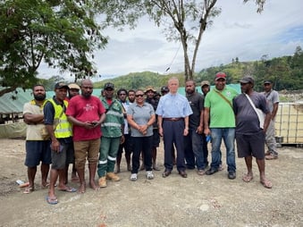 Group photo at a Wau geothermal site, Morobe Province