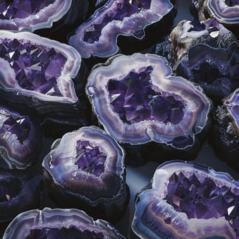 Amethyst Drusen sind abgebildet auf dunklem Hintergrund