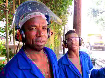 die Arbeiter waren sehr stolz auf ihren Job