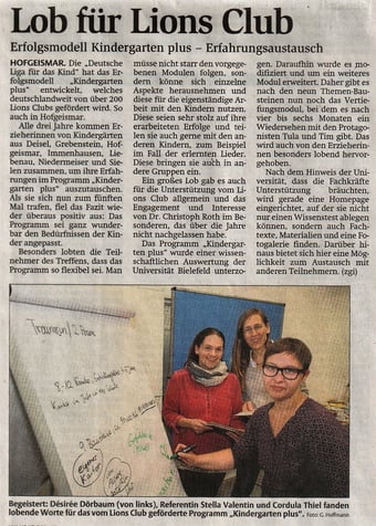 HNA - Bericht zum Erfahrungsaustausch "Erfolgsmodell KiGa-plus" vom 21.11.2016