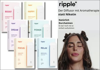 RIPPLE+ / Mit 4 Aromen und ohne Nikotin gegen das Rauchen!  20% Online-Shop