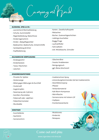 Camping mit Kind Packliste
