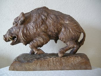 Wildschwein Skulptur Schnitzerei Keiler