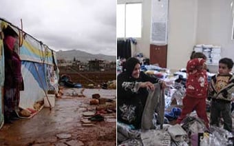 Da es im Libanon keine offiziellen Flüchtlingslager gibt, errichten die Familien selbst provisorische Unterkünfte oder versuchen, irgendwo unterzukommen. 