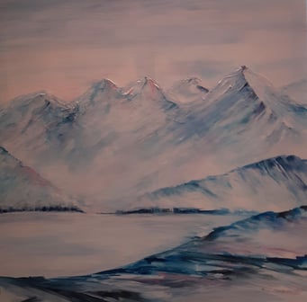 Arosa im Winter im Türkisglanz, 2023, 80 x 80 cm