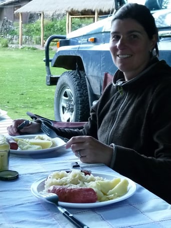 Cusco, Campingplatz - ein ganz besonderer Schmaus: Sauerkraut, Kassler und Kartoffeln