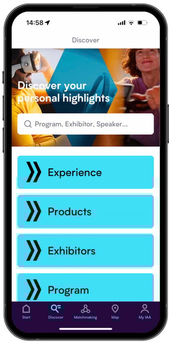 IAA MOBILITY 2023: Die ganze IAA MOBILITY in einer App — Entdeckenfunktion