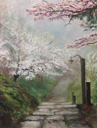 Japanese Garden, Öl_Lwd. 70x90cm