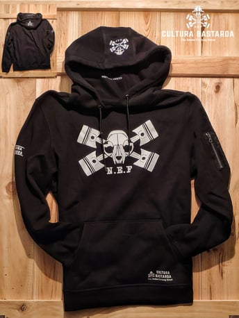 Cafe racer hoodie sudadera negra canguro
