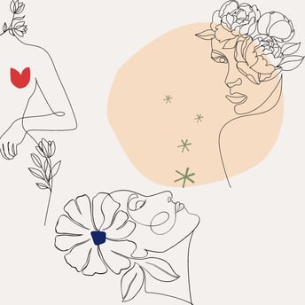 illustration femmes avec fleurs et feuillages