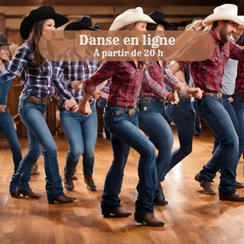 Femmes et hommes qui dansent habillés en style country 