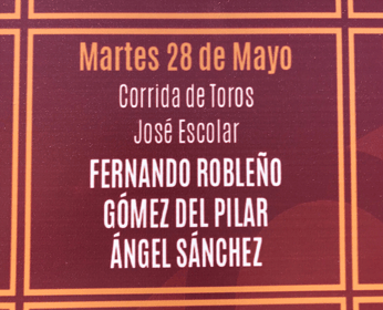 Toros d'Escolar Gil pour Fernando Robleño, Gomez del Pilar et Angel Sanchez