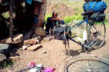 die 4. und letzte Reifenpanne auf dieser Tour