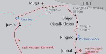 Landkarte Trekking in Dolpo in Westnepal